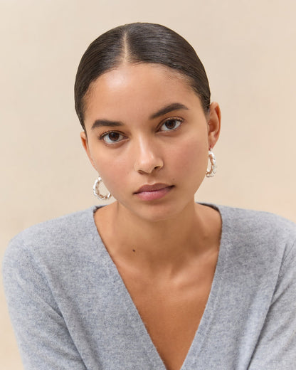 Loeffler Randall Trending - Atticus Silver Twisted Hoop Earrings