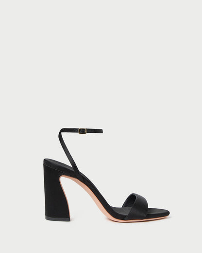 Loeffler Randall Discount - Malia Black Satin Curved-Heel Sandal