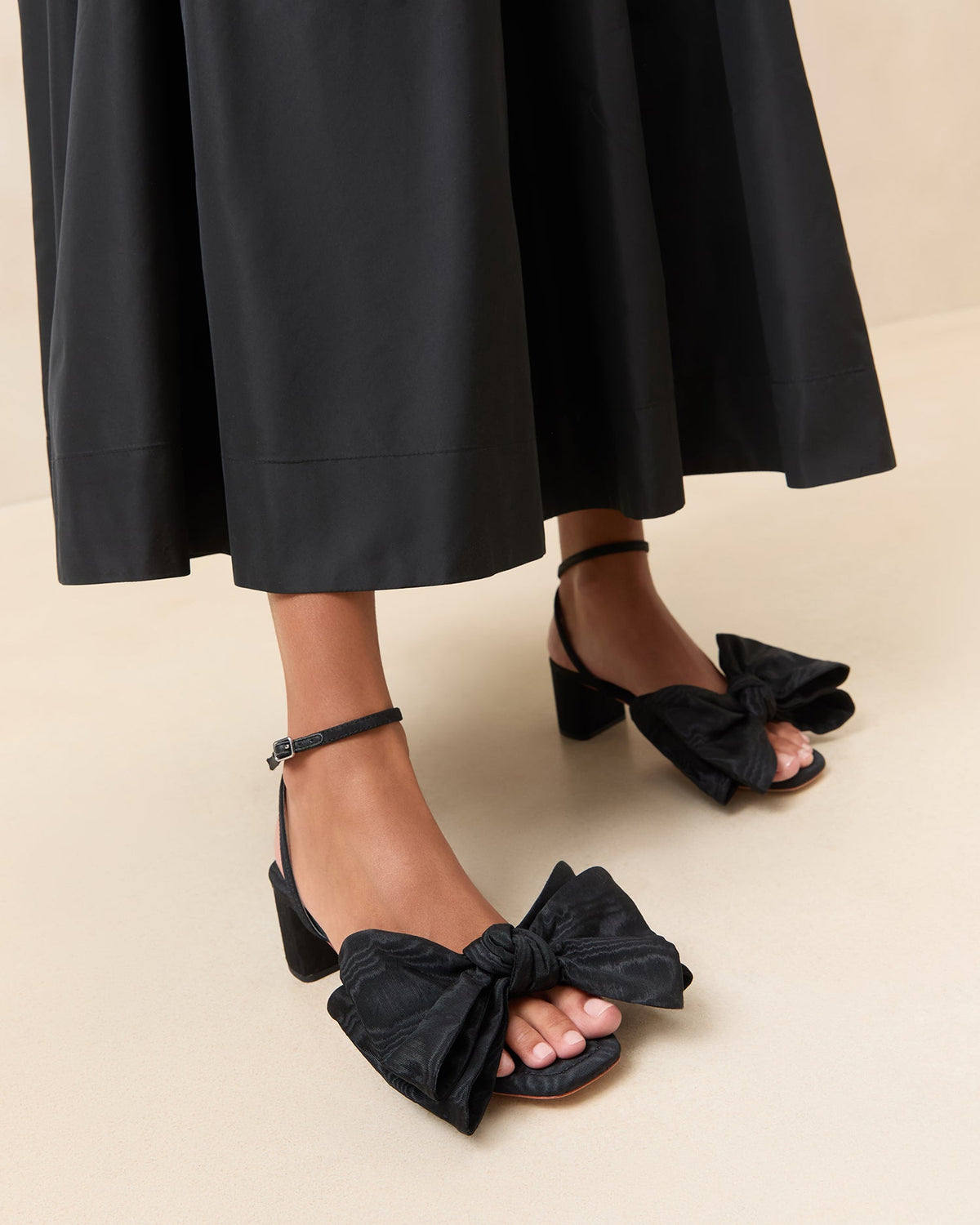 Loeffler Randall Featured - Carmen Black Moiré Bow Sandal