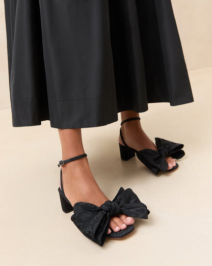 Loeffler Randall Featured - Carmen Black Moiré Bow Sandal