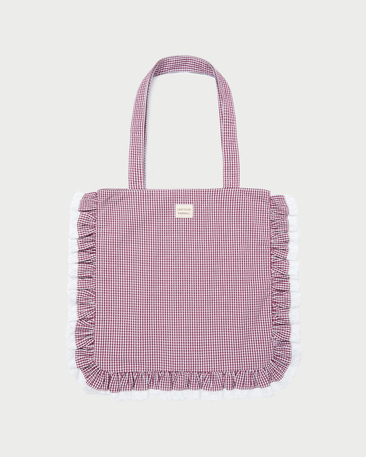 Loeffler Randall Featured - Justine Maroon Ruffle Tote