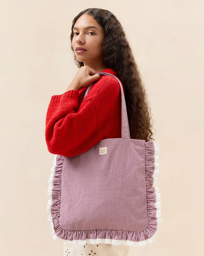 Loeffler Randall Featured - Justine Maroon Ruffle Tote