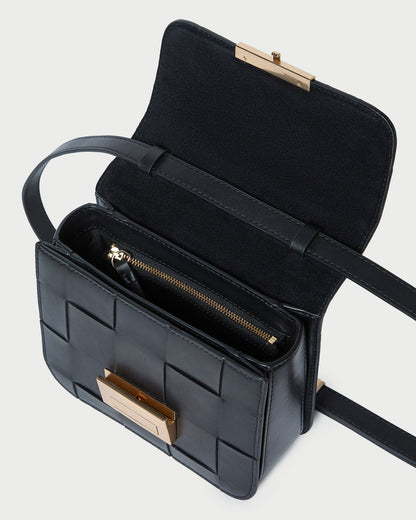 Loeffler Randall Best Price - Desi Black Woven Leather Crossbody