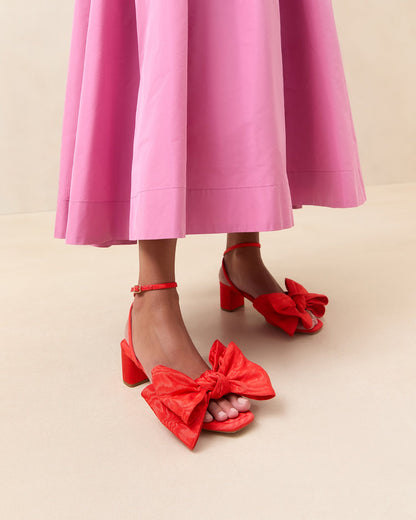Loeffler Randall Everyday - Carmen Red Moiré Bow Sandal