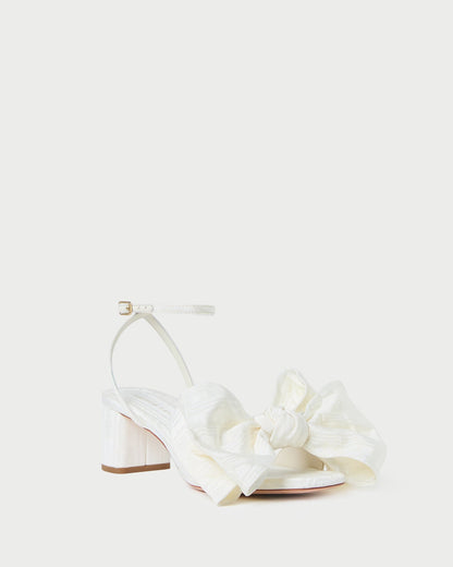Loeffler Randall Essential - Carmen Cream Moiré Bow Sandal