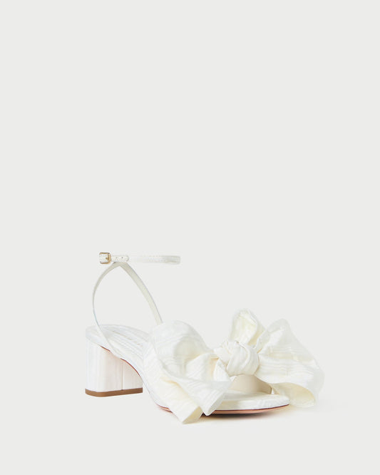 Loeffler Randall Essential - Carmen Cream Moiré Bow Sandal