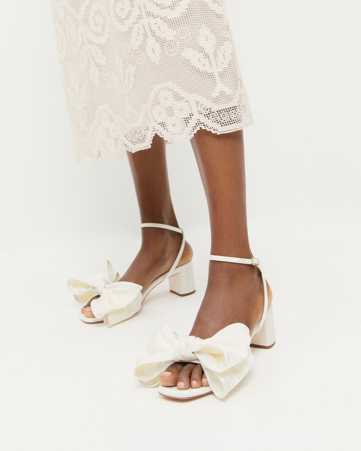 Loeffler Randall Essential - Carmen Cream Moiré Bow Sandal