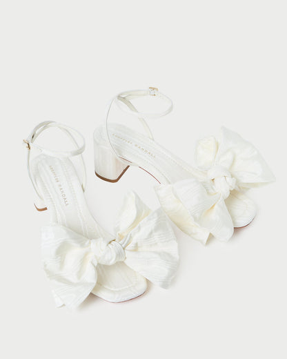 Loeffler Randall Essential - Carmen Cream Moiré Bow Sandal