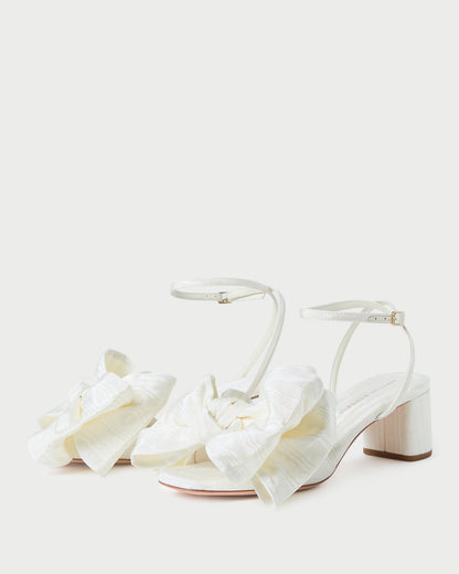 Loeffler Randall Essential - Carmen Cream Moiré Bow Sandal