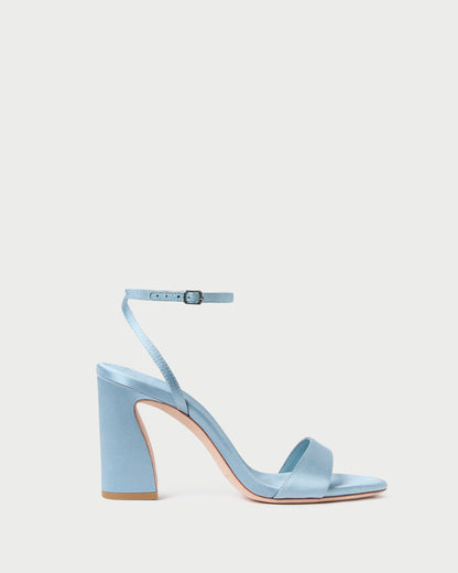Loeffler Randall Discount - Malia Blue Satin Curved-Heel Sandal