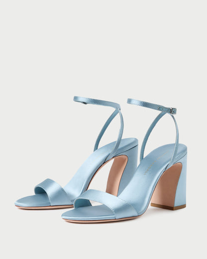 Loeffler Randall Discount - Malia Blue Satin Curved-Heel Sandal