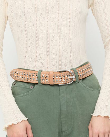 Loeffler Randall New - Isaac Honey/Silver Studded Belt