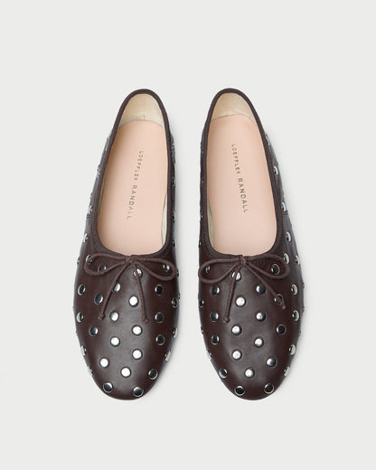 Loeffler Randall Trending - Landon Espresso/Silver Leather Ballet Flat