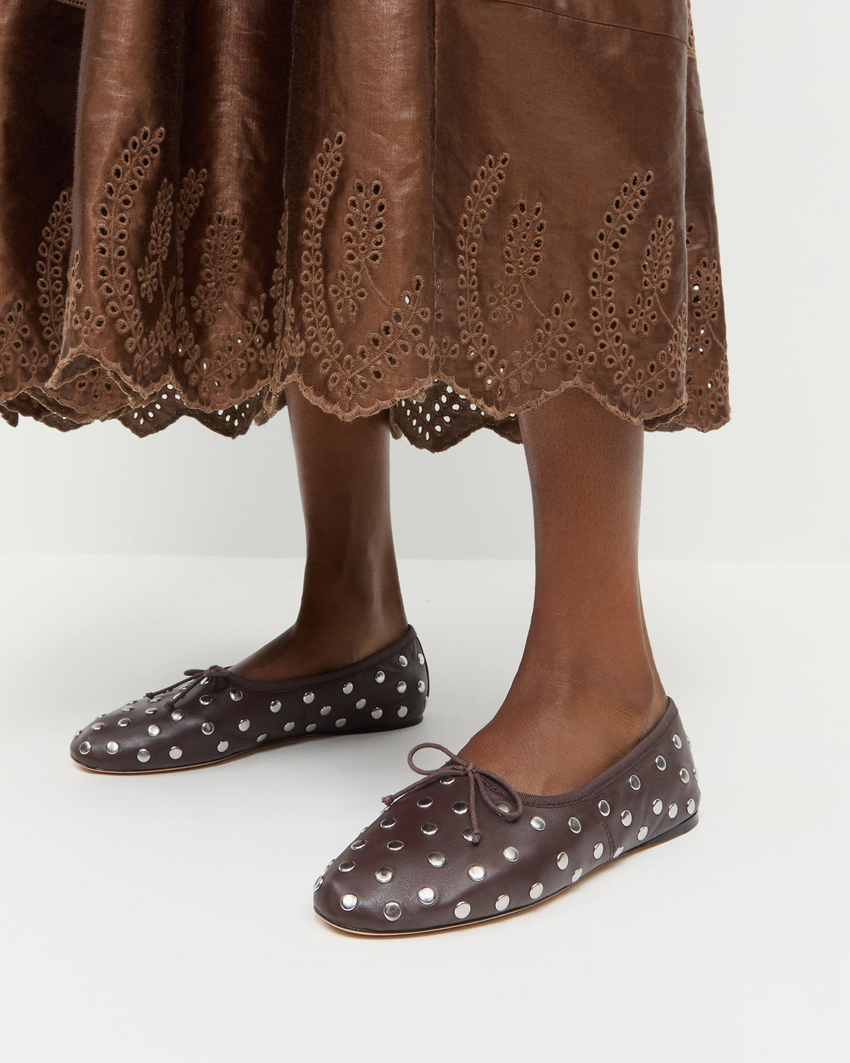 Loeffler Randall Trending - Landon Espresso/Silver Leather Ballet Flat