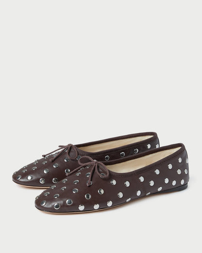 Loeffler Randall Trending - Landon Espresso/Silver Leather Ballet Flat