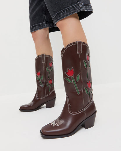 Loeffler Randall Best Seller - Wilder Espresso Leather Tulip Boot