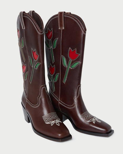 Loeffler Randall Best Seller - Wilder Espresso Leather Tulip Boot