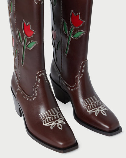 Loeffler Randall Best Seller - Wilder Espresso Leather Tulip Boot