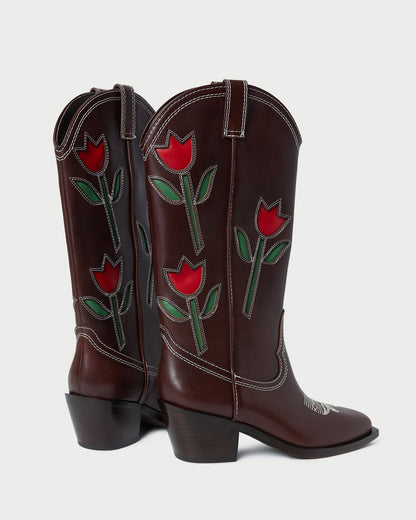 Loeffler Randall Best Seller - Wilder Espresso Leather Tulip Boot
