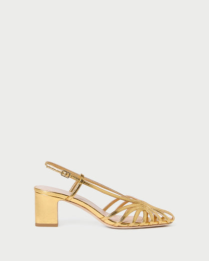Loeffler Randall Essential - Priscilla Gold Lattice Heeled Sandal