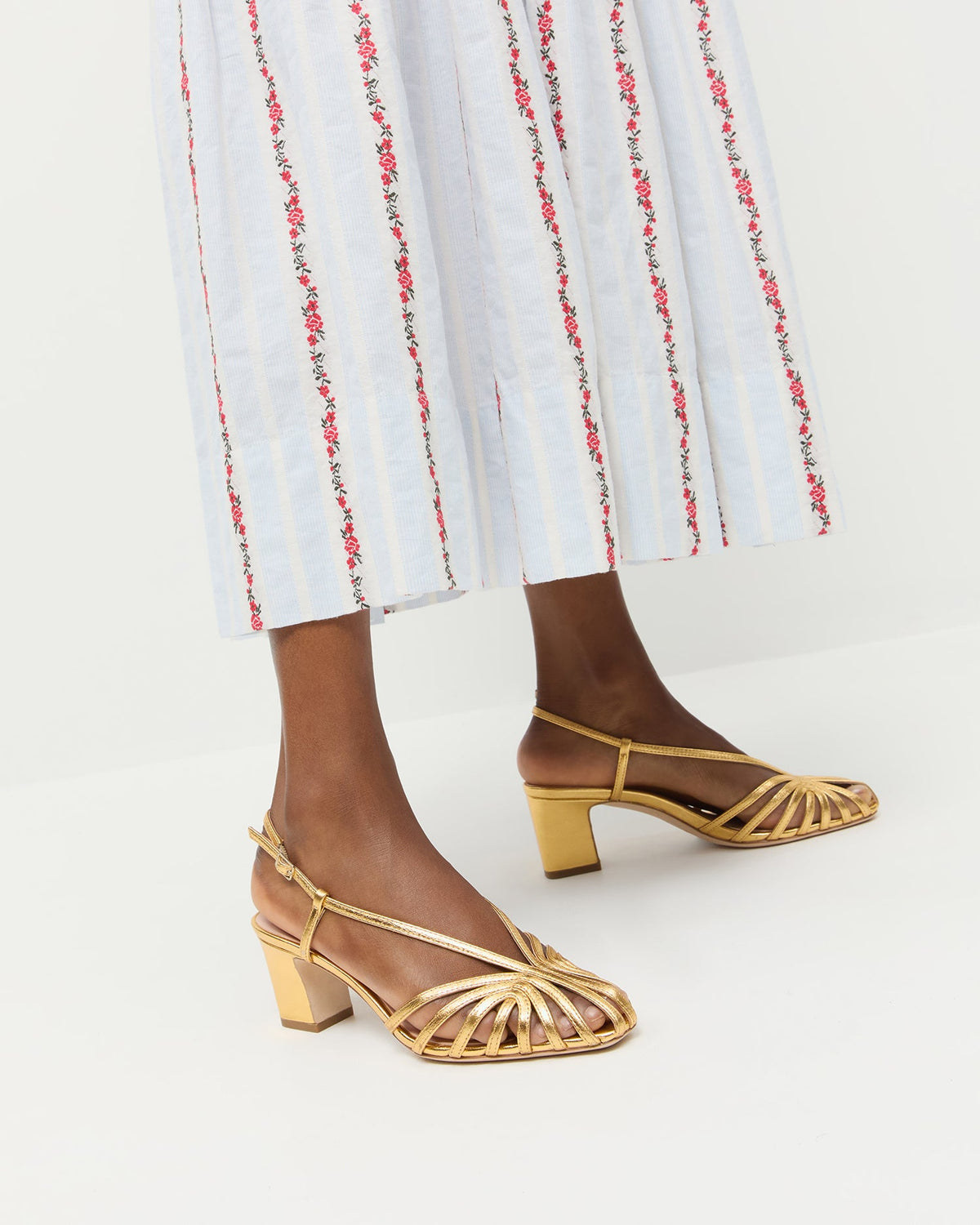 Loeffler Randall Essential - Priscilla Gold Lattice Heeled Sandal