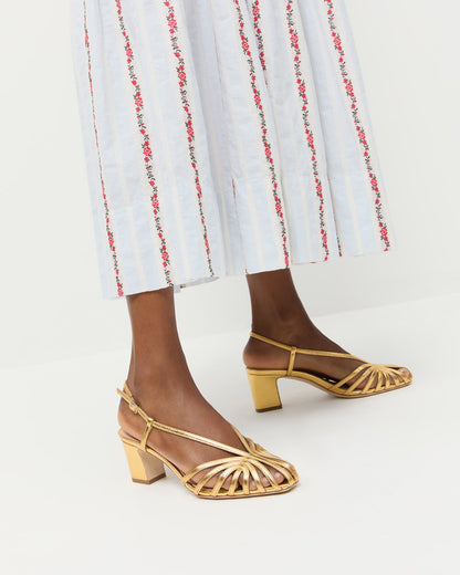 Loeffler Randall Essential - Priscilla Gold Lattice Heeled Sandal