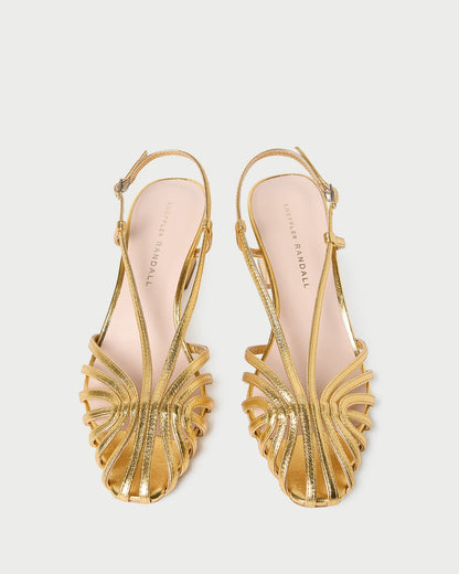 Loeffler Randall Essential - Priscilla Gold Lattice Heeled Sandal