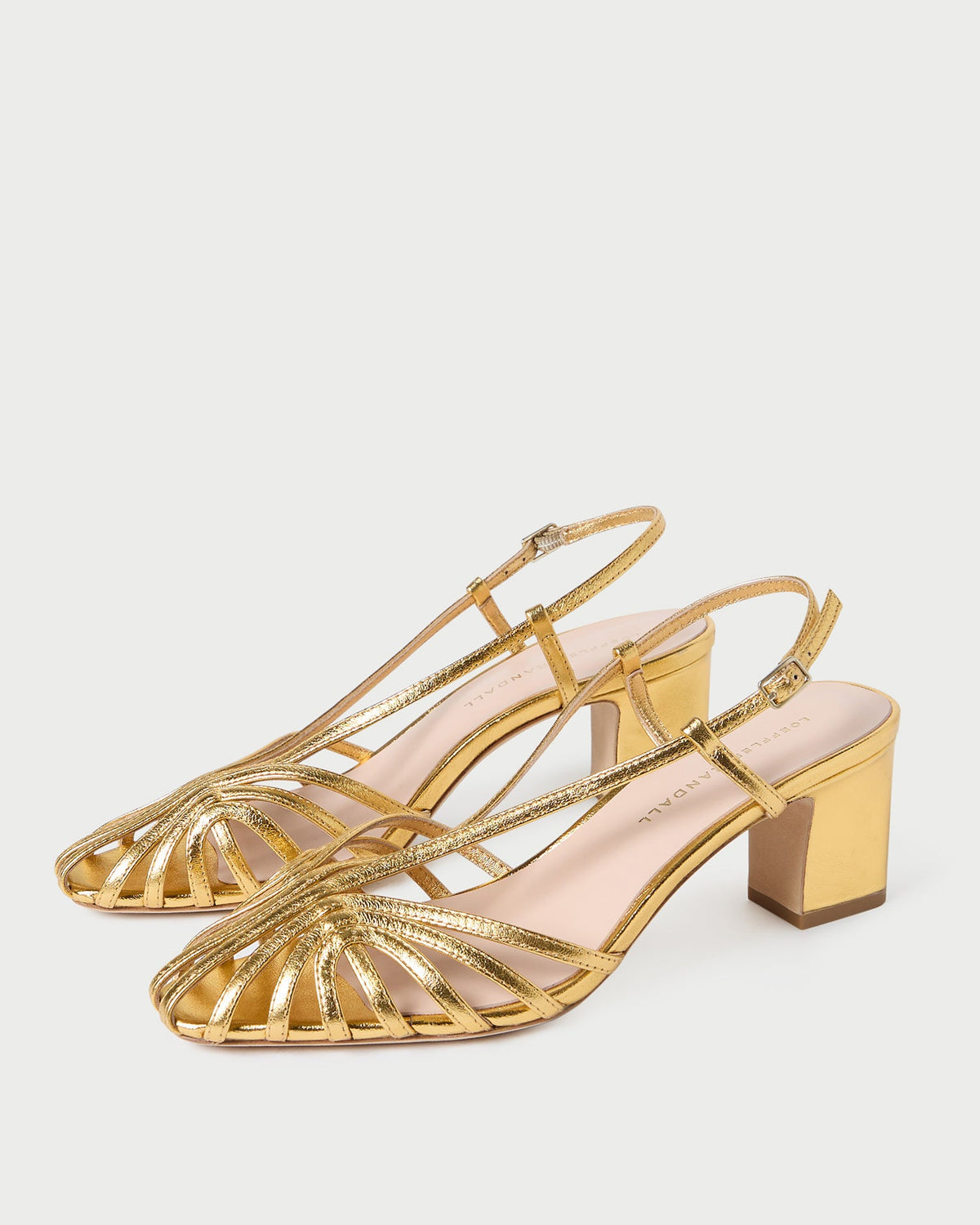 Loeffler Randall Essential - Priscilla Gold Lattice Heeled Sandal