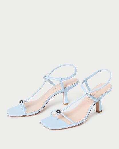Loeffler Randall Great Value - Triana Blue Leather Mid-Heel Sandal