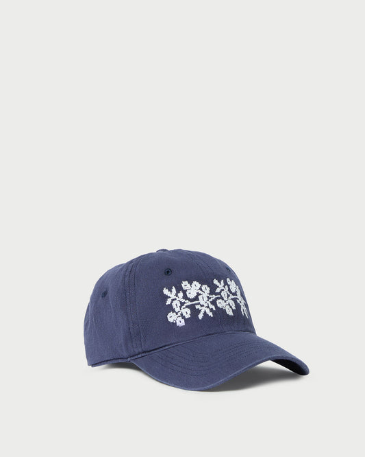 Loeffler Randall Best Seller - Cairo Navy/Cream Embroidered Cap