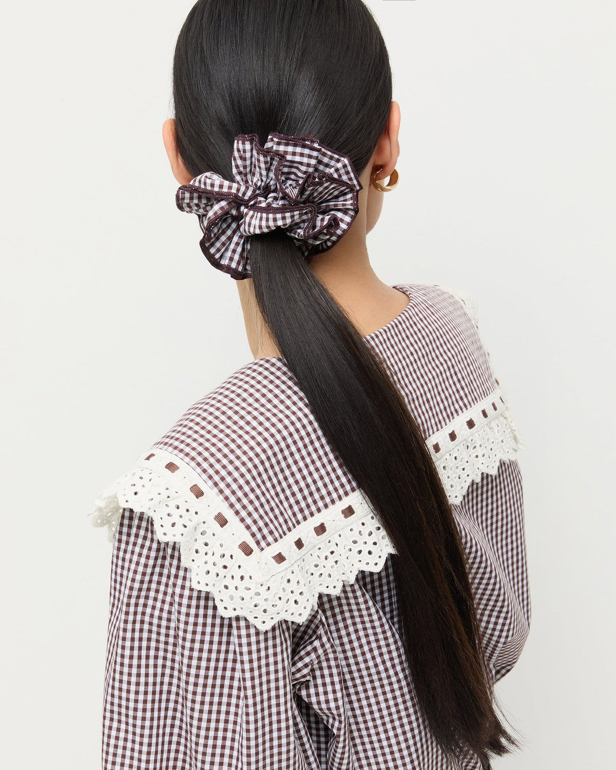 Loeffler Randall Special Offer - Felice Brown Gingham Layered Scrunchie