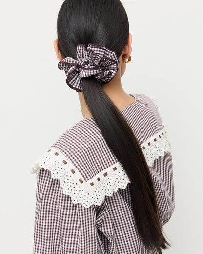 Loeffler Randall Special Offer - Felice Brown Gingham Layered Scrunchie