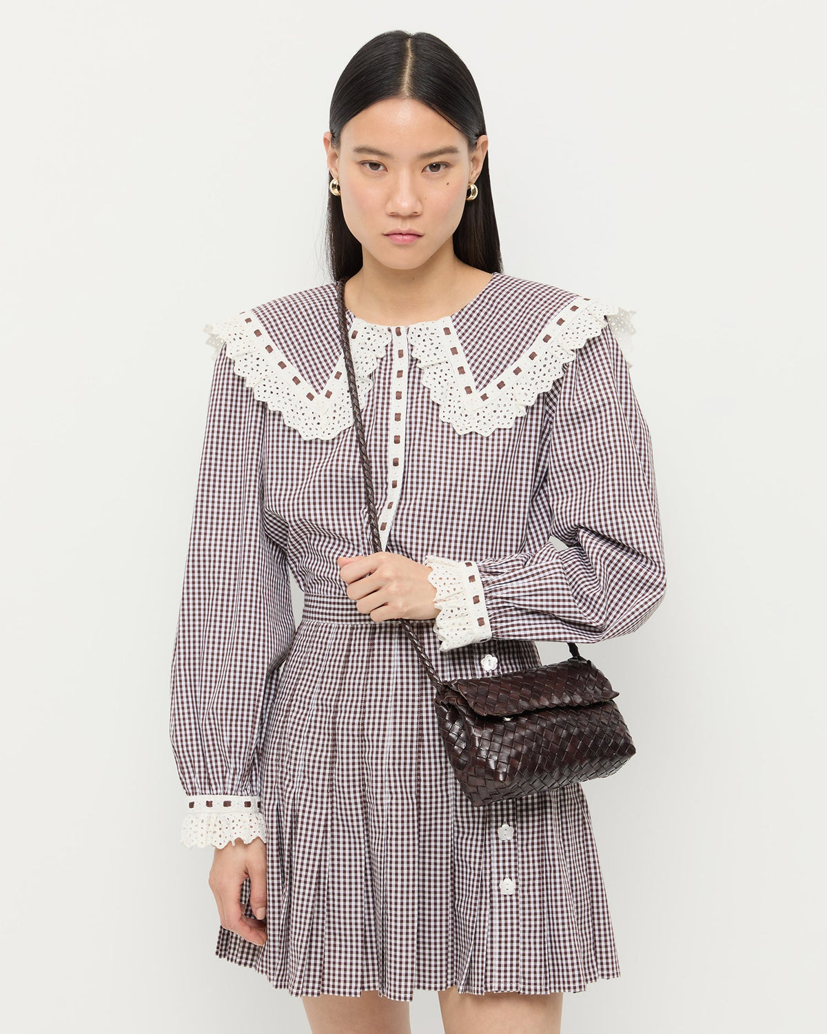 Loeffler Randall Exclusive - Vinnie Chocolate Woven Leather Crossbody