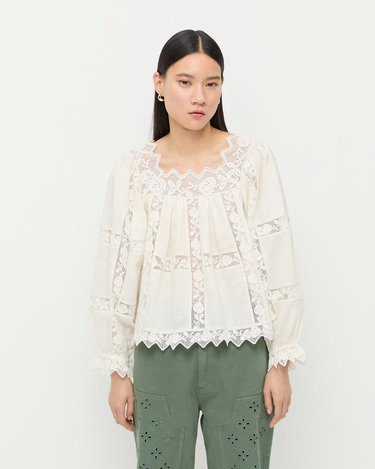 Loeffler Randall New - Pauline Embroidered Lace Blouse