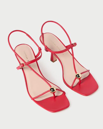 Loeffler Randall Value - Triana Red Leather Mid-Heel Sandal