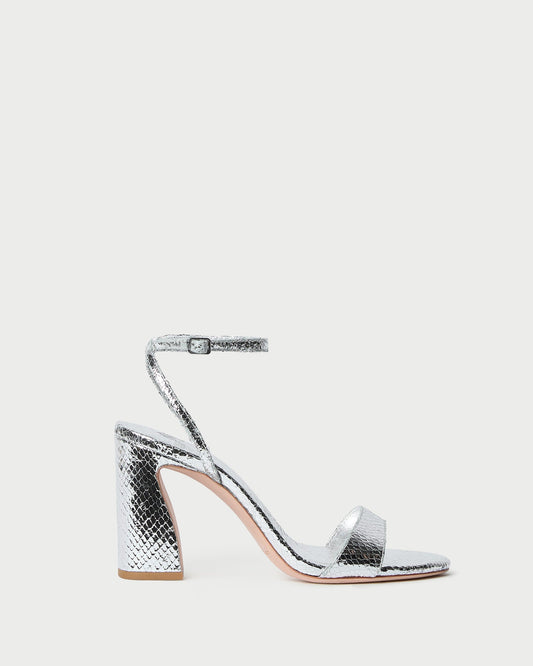 Loeffler Randall Great Value - Malia Silver Snake Embossed Sandal