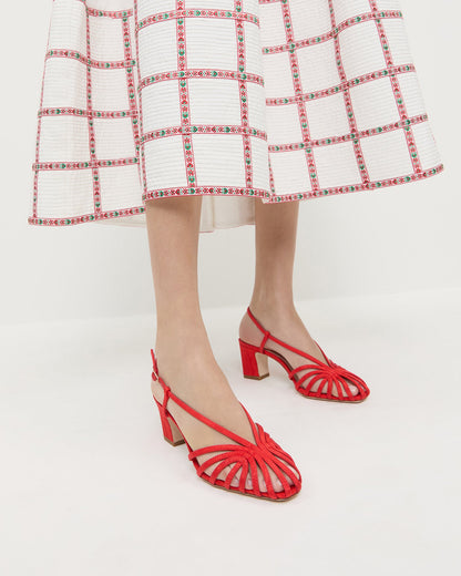Loeffler Randall Sale - Priscilla Red Moiré Heeled Sandal