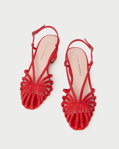 Loeffler Randall Sale - Priscilla Red Moiré Heeled Sandal