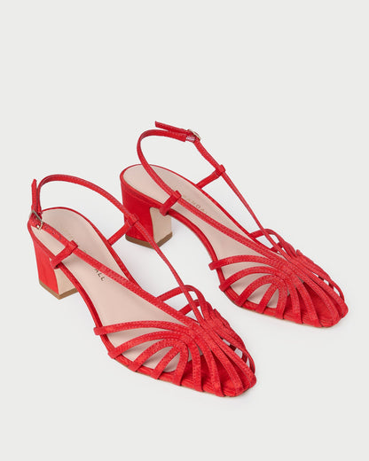 Loeffler Randall Sale - Priscilla Red Moiré Heeled Sandal