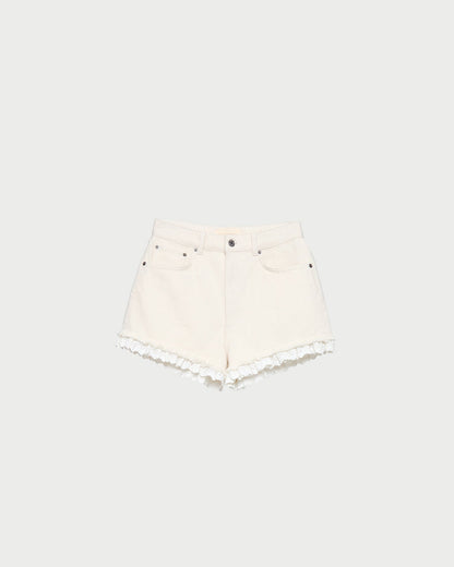 Loeffler Randall Latest - Kay Lace-Trimmed Denim Shorts