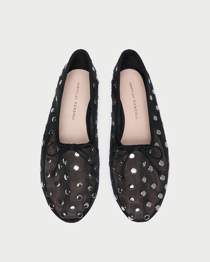 Loeffler Randall Popular - Landon Black/Silver Mesh Ballet Flat