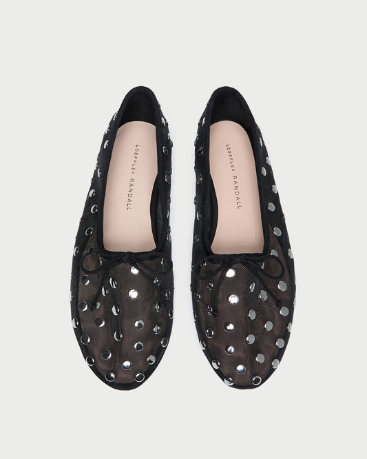 Loeffler Randall Popular - Landon Black/Silver Mesh Ballet Flat