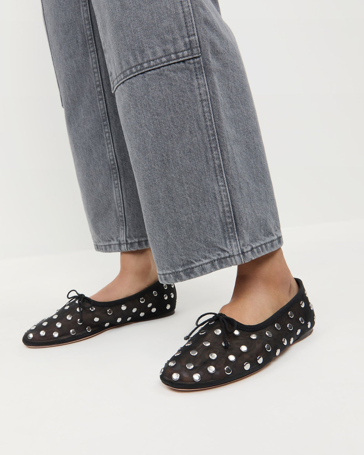 Loeffler Randall Popular - Landon Black/Silver Mesh Ballet Flat