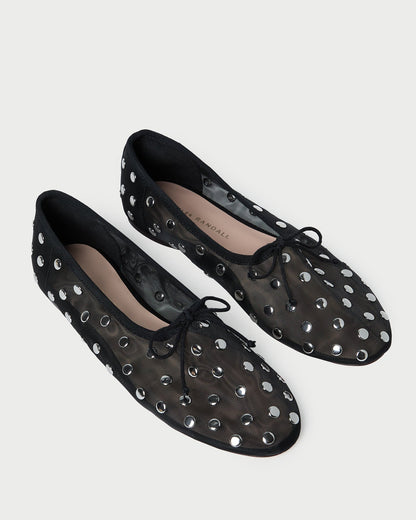 Loeffler Randall Popular - Landon Black/Silver Mesh Ballet Flat