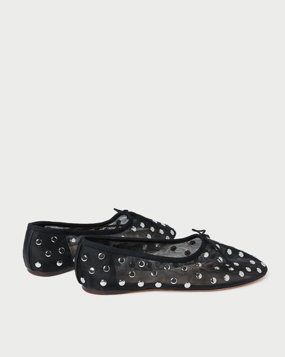 Loeffler Randall Popular - Landon Black/Silver Mesh Ballet Flat