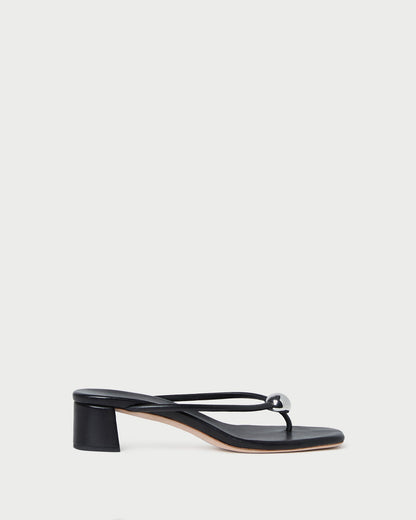 Loeffler Randall Sale - Odessa Black Leather Heeled Sandal