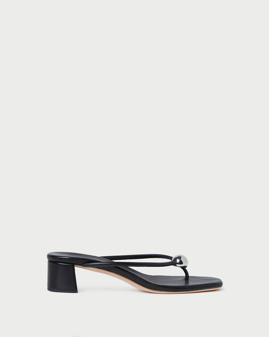 Loeffler Randall Sale - Odessa Black Leather Heeled Sandal