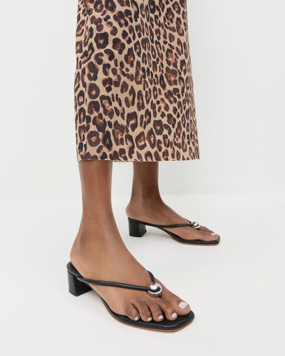 Loeffler Randall Sale - Odessa Black Leather Heeled Sandal