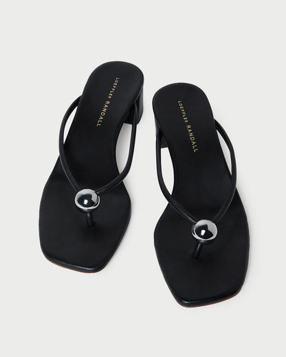 Loeffler Randall Sale - Odessa Black Leather Heeled Sandal