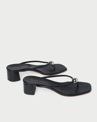 Loeffler Randall Sale - Odessa Black Leather Heeled Sandal